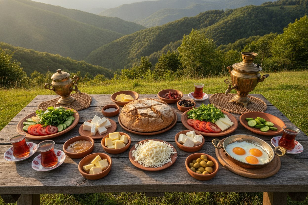 Yöresel Karadeniz kahvaltı sofrası